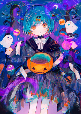 Anime Girl Halloween Trick or Treat