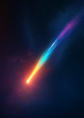 Colorful Comet Streaking Through Space