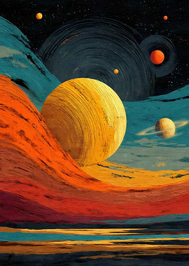 Cosmic Dawn – Abstract Planetary Oil Painting