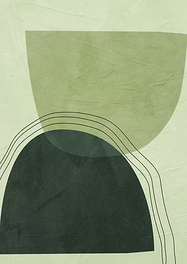 Abstract Green Shapes with Lines