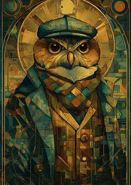 Art Deco Owl Portrait