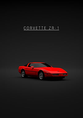 Red Corvette ZR-1 on Black Background