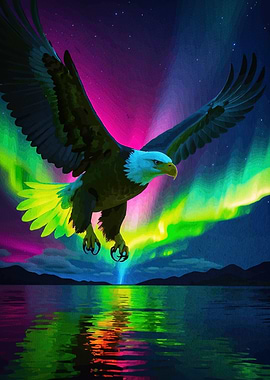 Eagle Soaring Aurora Borealis
