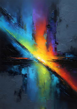 Spectrum Collision – Abstract Impasto Light Burst