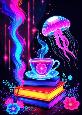 Neon Tea Cup Jellyfish