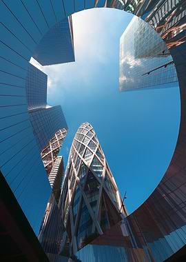 Modern architecture against a blue sky