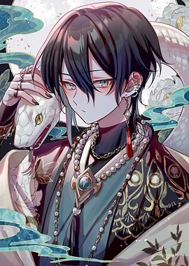 Anime man with white snake portrait