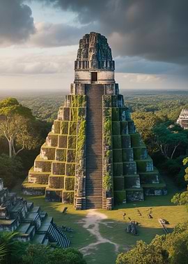 Ancient Mayan Pyramid in Lush Jungle Tikal