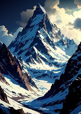 Snowy Mountain Peak Landscape