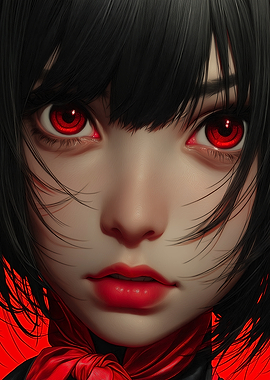 Anime Girl with Red Eyes