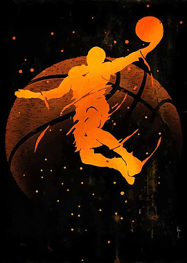 Basketball Player Dunking Silhouette