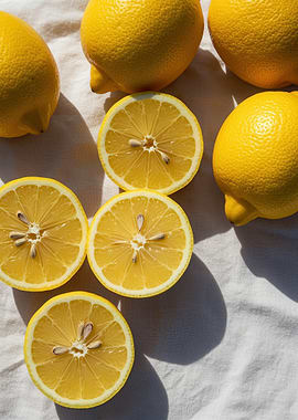 Fresh Lemons on White Cloth