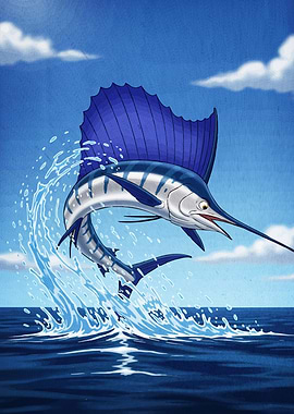 Sailfish Jumping Out Water