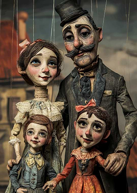 Vintage Puppet Family Portrait