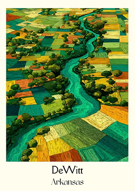DeWitt, Arkansas: Aerial Landscape Painting