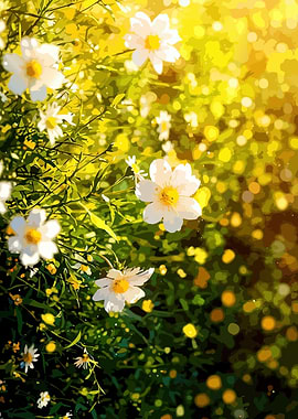 White Flowers in Sunlight