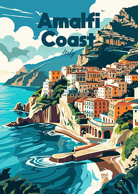 Amalfi Coast Italy Travel Poster