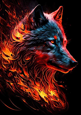Fiery Wolf Portrait