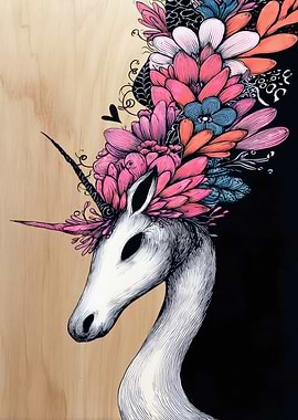 Floral Unicorn Art