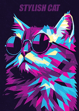 Stylish Cat Pop Art Portrait