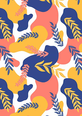 Abstract Floral Pattern with Bold Colors