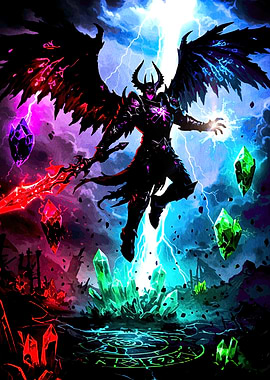 Winged Dark Warrior Magic Crystals