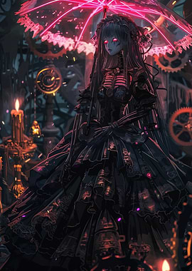 Gothic Lolita with Glowing Umbrella