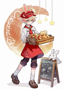 Anime Baker Boy with Bunny Ears