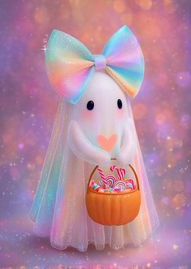 Cute Ghost with Candy Bucket