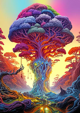 Colorful Fantasy Tree Landscape