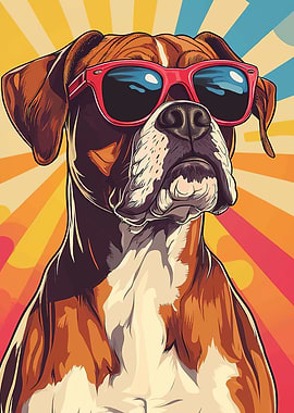 Cool Boxer Dog with Sunglasses