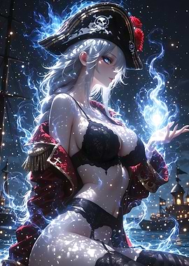 Anime Pirate Girl with Magic