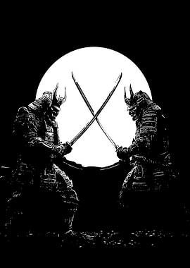 Samurai Duel Under the Moon