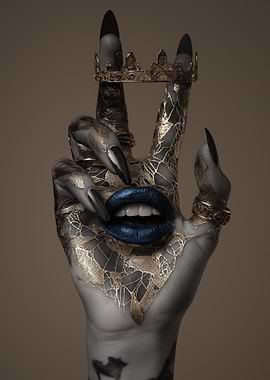 Hand with Crown and Blue Lips