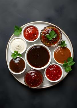 Assorted Sauces on a Plate