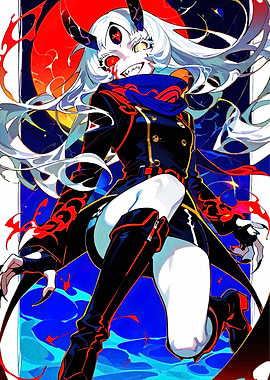 Anime Demon Girl with Horns
