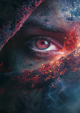 Intense Red Eye Fiery Witch Witchcraft