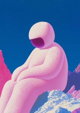 Pink Astronaut on Alien Planet
