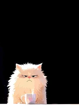Grumpy Cat with Coffee Cup
