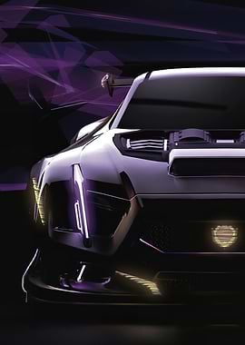 Futuristic Car Close-Up with Purple Accents