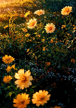 Golden Daisies in a Sunny Field