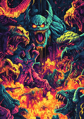 Demonic Horde in Fiery Chaos