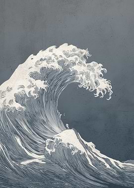 Monochromatic Ocean Wave Art Print