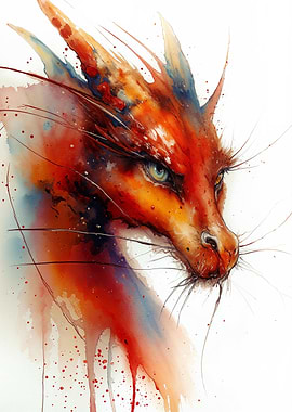 Watercolor Dragon Head Portrait