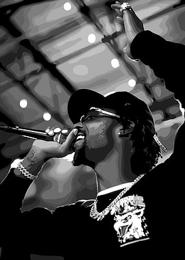 Monochrome Rapper Performing on Stage