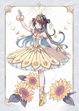 Sunflower Ballerina Girl Digital Art