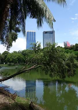 Cityscape Reflection in Lake Bangkok