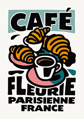 Café Fleurie Parisienne France Illustration