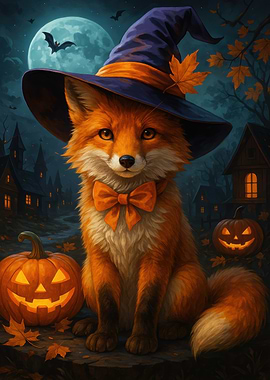 Fox Witch Halloween Night
