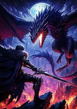 Dragon Knight Fantasy Battle Scene